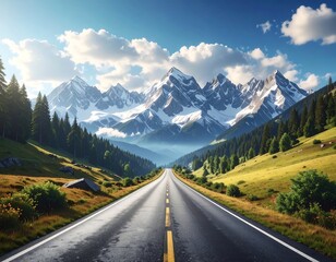 Naklejka premium Scenic mountain road (2)