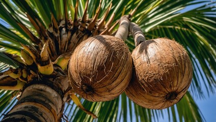 coconuts on a palm tree