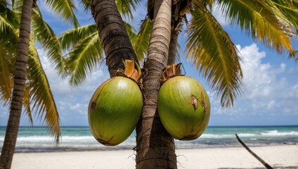 coconuts on a palm tree
