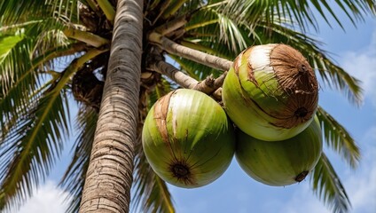 coconuts on a palm tree