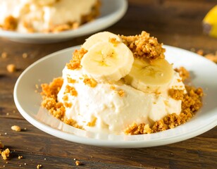 Creamy banana dessert on a plate