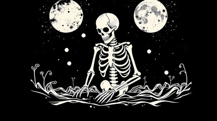 Fototapeta premium manual screen printing with skeleton