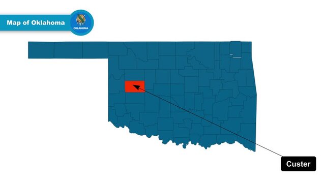 Custer Map Video, Oklahoma map, Political Map of Oklahoma, Oklahoma United States,with all states, national flag and borders, travel, education, geography, and global studies.