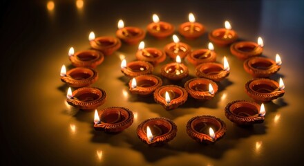 Diwali Lights: Circle of Clay Lamps
