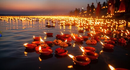 River of Lights: Diwali Celebration at Dusk