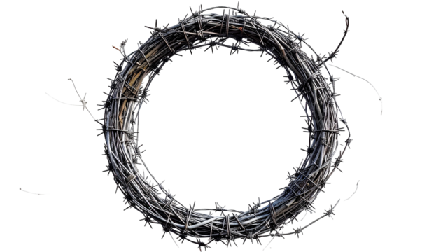 Circular wreath of barbed wire
