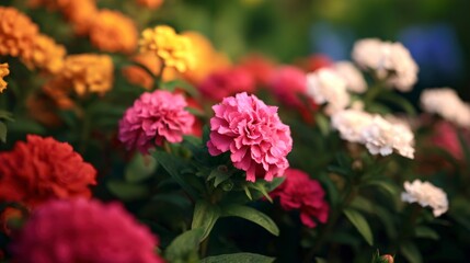 Vibrant Garden Filled with Colorful Blooms in Various Shades and Textures Designed for Nature Lovers and Gardeners