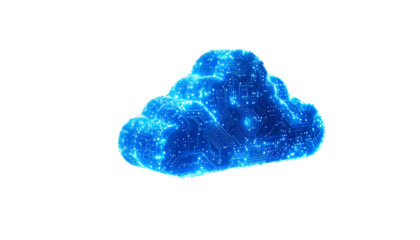 Digital cloud, glowing blue