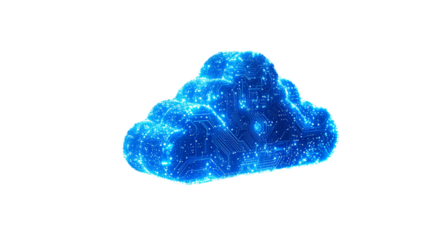 Digital cloud, glowing blue