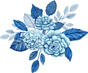 watercolor winter blue flower arrangement