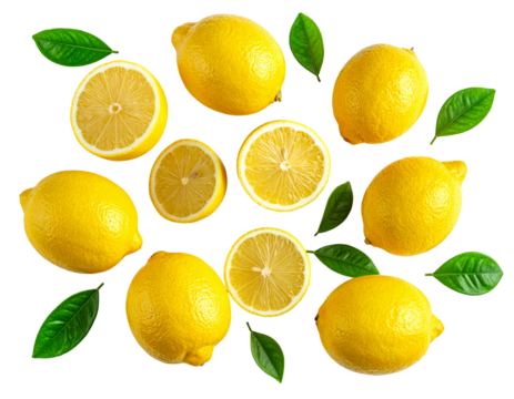 Fresh lemons arranged in a circular design
