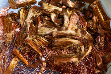 Electrical copper waste . old scrap copper wire for recycling . Electrical copper wire for...