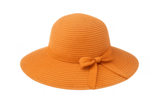 Orange sun hat with bow for summer fashion