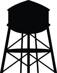 water tower vector, tank structure silhouette
