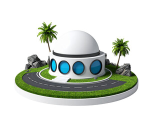 Futuristic dome house on an island