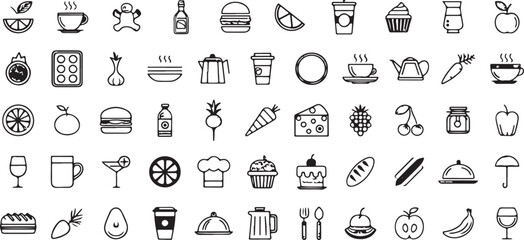  Food icon, Drink vector design, Restaurant symbol graphic, Fast food clipart, Healthy meal outline, Beverage illustration art, Dining food logo, Snack and drink drawing, Kitchen food element, Cafe fo