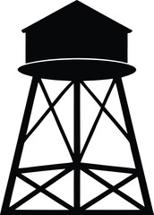water tower vector, tank structure silhouette
