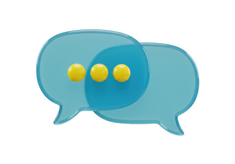 Isolated communication bubbles with three yellow dots on top signifying messages and conversation