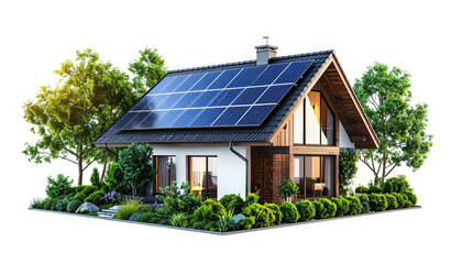 Modern home with solar panels on a sunny day
