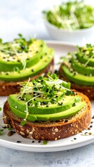 Avocado toast with sprouts and seeds
