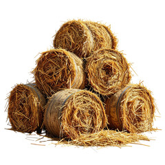 Hay bales stacked in a pyramid