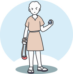 Young David with Sling and Stone Vector Illustration. Perfect for biblical stories, Christian education, Sunday school materials, religious concepts, and faith illustrations