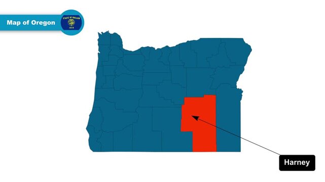 Harney Map Video, Oregon map, Political Map of Oregon, Oregon United States, with all states, national flag and borders, travel, education, geography, and global studies.