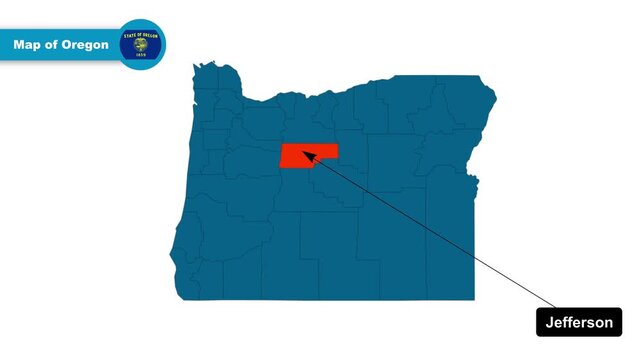 Jefferson Map Video, Oregon map, Political Map of Oregon, Oregon United States, with all states, national flag and borders, travel, education, geography, and global studies.