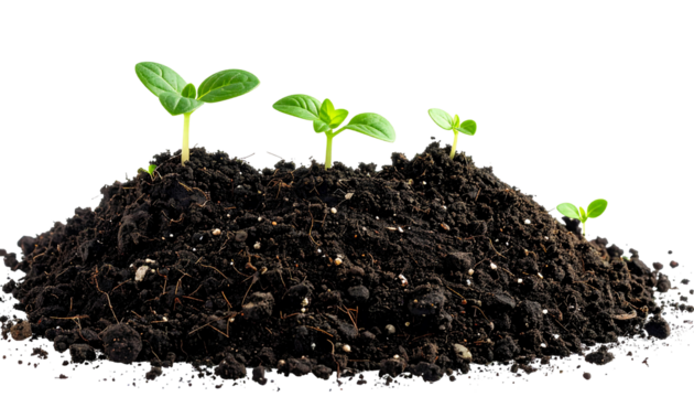 Fresh seedlings emerging from rich soil