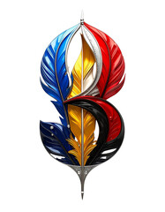 Ornate, stylized feather emblem