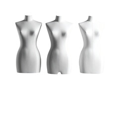 Three stylized female mannequins