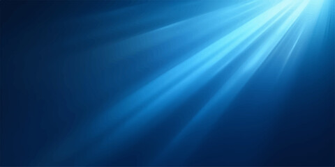 Blue sunlight rays beam through the sky, creating a glowing underwater motion pattern