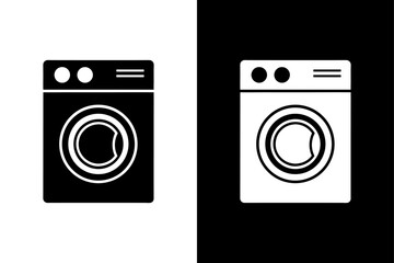 Laundry Machine Symbol Black and White Vector