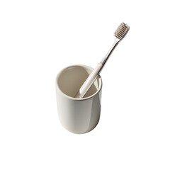 Toothbrush in a cup isolated on transparent background for dental hygiene use
