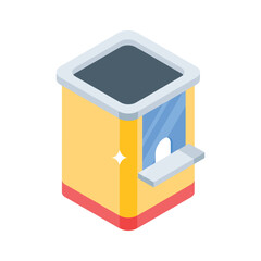 Trendy isometric icon of event ticket counter booth
