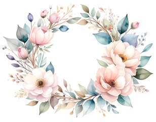Naklejka premium Delicate floral wreath in pastel colors