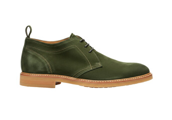 Isolated green suede leather dress shoe, casual footwear for men, fashion forward style