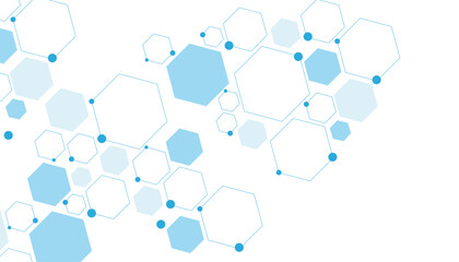 Science network pattern blue Hexagonal abstract background. Big Data Visualization structure elements . Health care and science medical pattern innovation. Template design with concept Dots and lines.