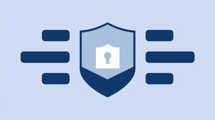 blue shield security badge with lock icon symbolizing protection privacy and cyber safety