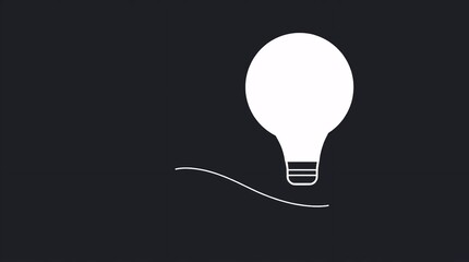 minimal white glowing light bulb symbol on black background representing creativity and ideas
