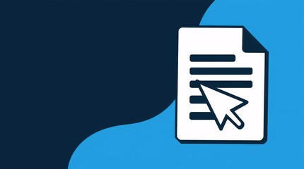 abstract paper file with arrow cursor symbol in modern blue technology and digital style