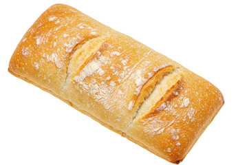 Isolated loaf of artisan bread with slashes and flour dusting on top, freshly baked