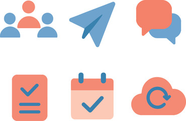 Minimal Nude Color App Icon Set – Send, Message, Cloud, Human, Check Mark Professional Vector.