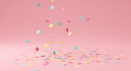 Pastel Confetti Explosion: A Burst of Celebration on Pink Background