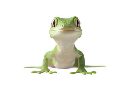 Close-Up Gecko on Branch Isolated on transparent background
