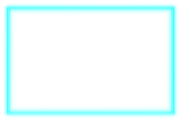 Blue neon rectangle shape frame. Glowing neon border isolated on transparent background. Shine glow light neon sign frame. Banner, Mockup, template for presentation or montage, Design elements, PNG