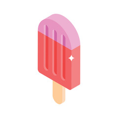 Handy isometric icon of melting popsicle stick