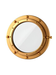 Brass ship porthole, 3D rendering isolated on transparent background
