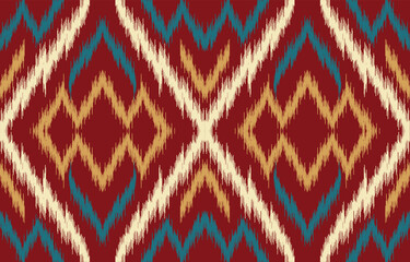 Geometric ethnic oriental ikat seamless pattern  color oriental. Aztec ornament print. Design for background ,curtain, carpet, wallpaper, clothing, wrapping, Batik, vector illustration.