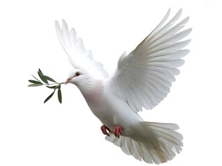 Obraz premium White Dove with Olive Branch – Symbol of Peace